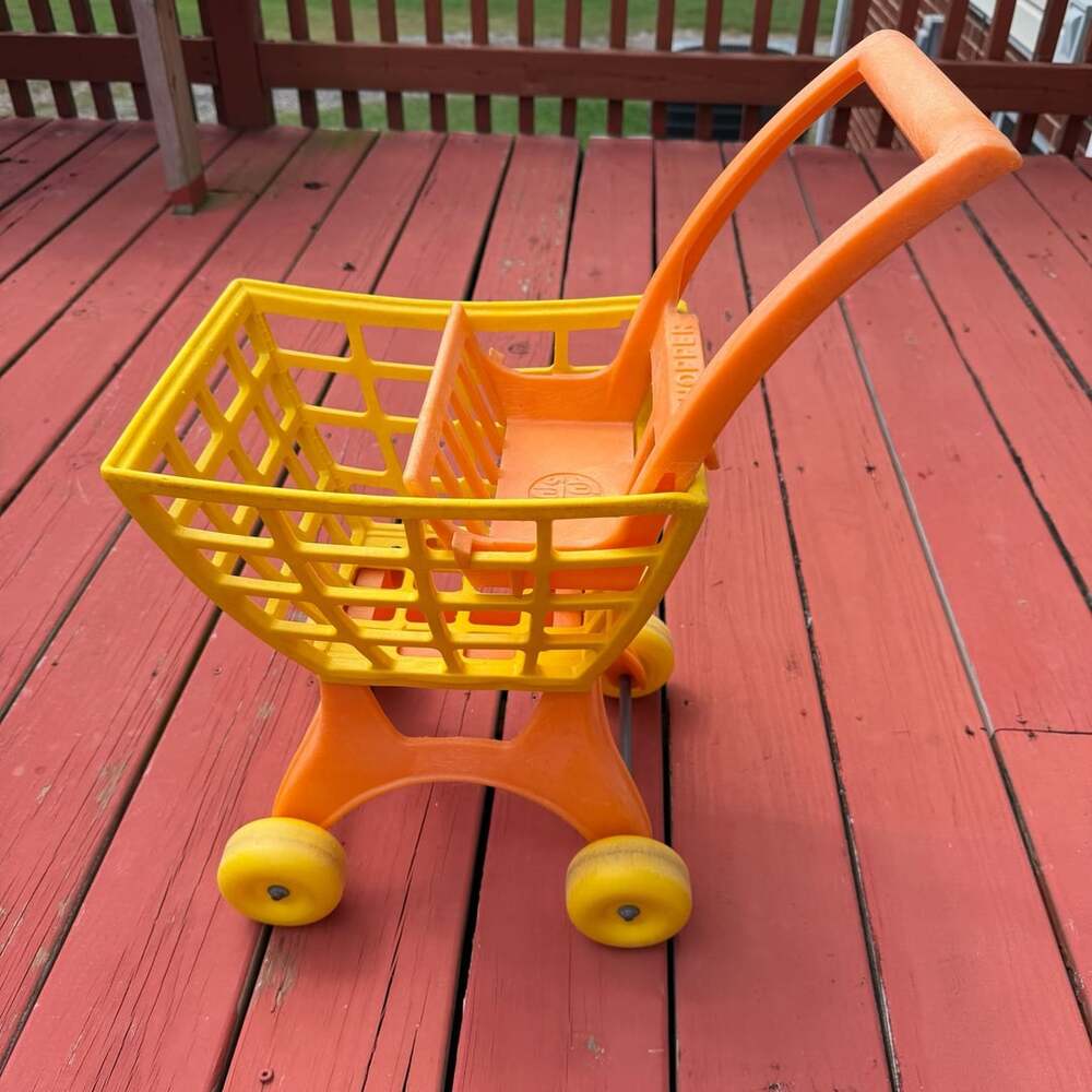 Vintage Mattel Tuff Stuff Orange and Yellow Shopping Cart Toy